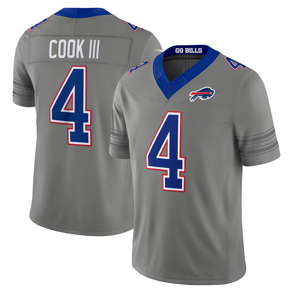 B.Bills #4 James Cook III Player Gray Limited Nickel City Home Game Ddoa Stitched Jerseys