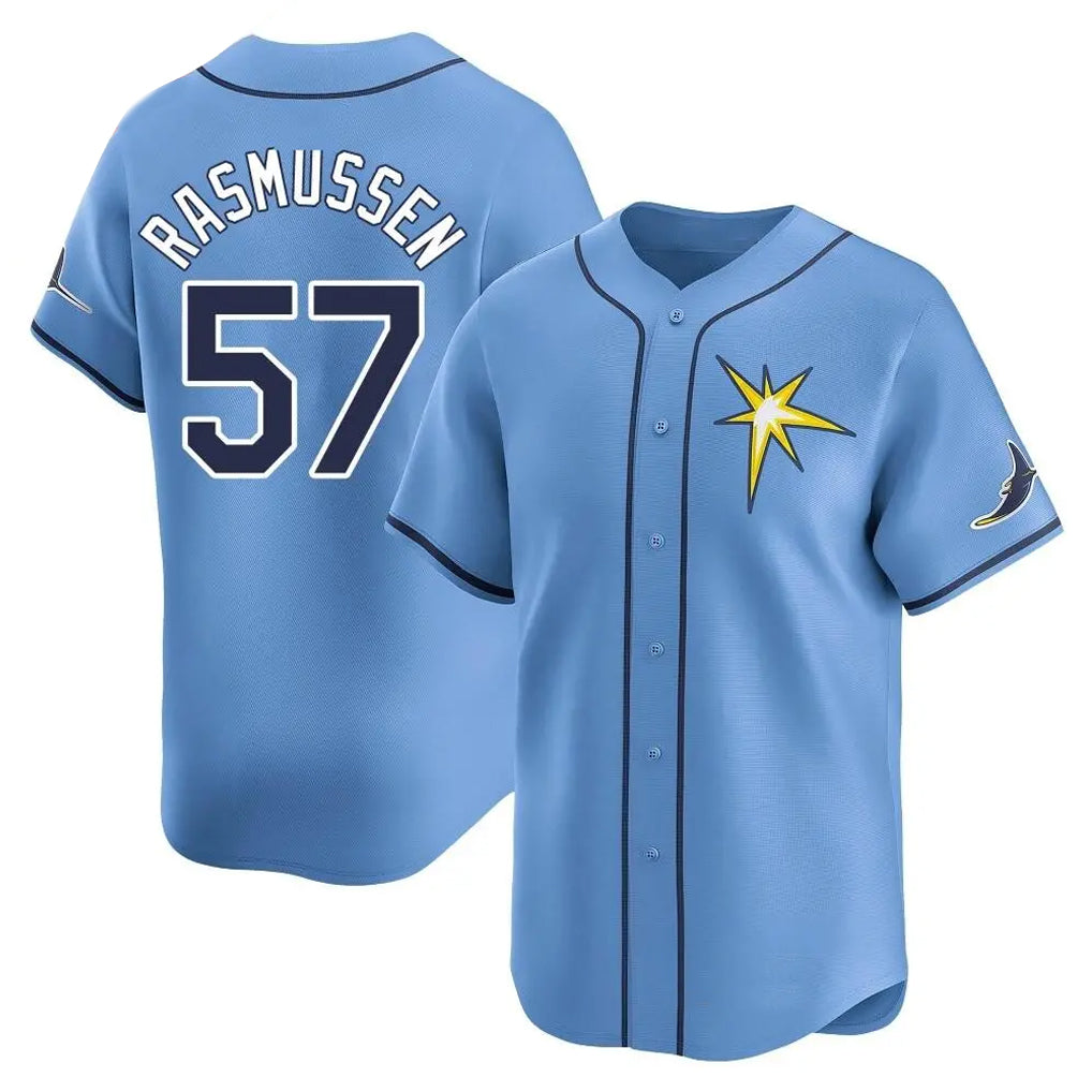 T.Bay Rays #57 Drew Rasmussen Player Light Blue Home Limited Ddoa Stitched Jerseys