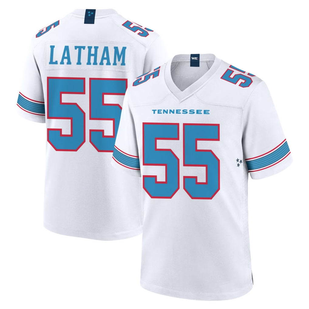 T.Titans #55 JC Latham Player White 2026 Game Home Ddoa Stitched Jerseys
