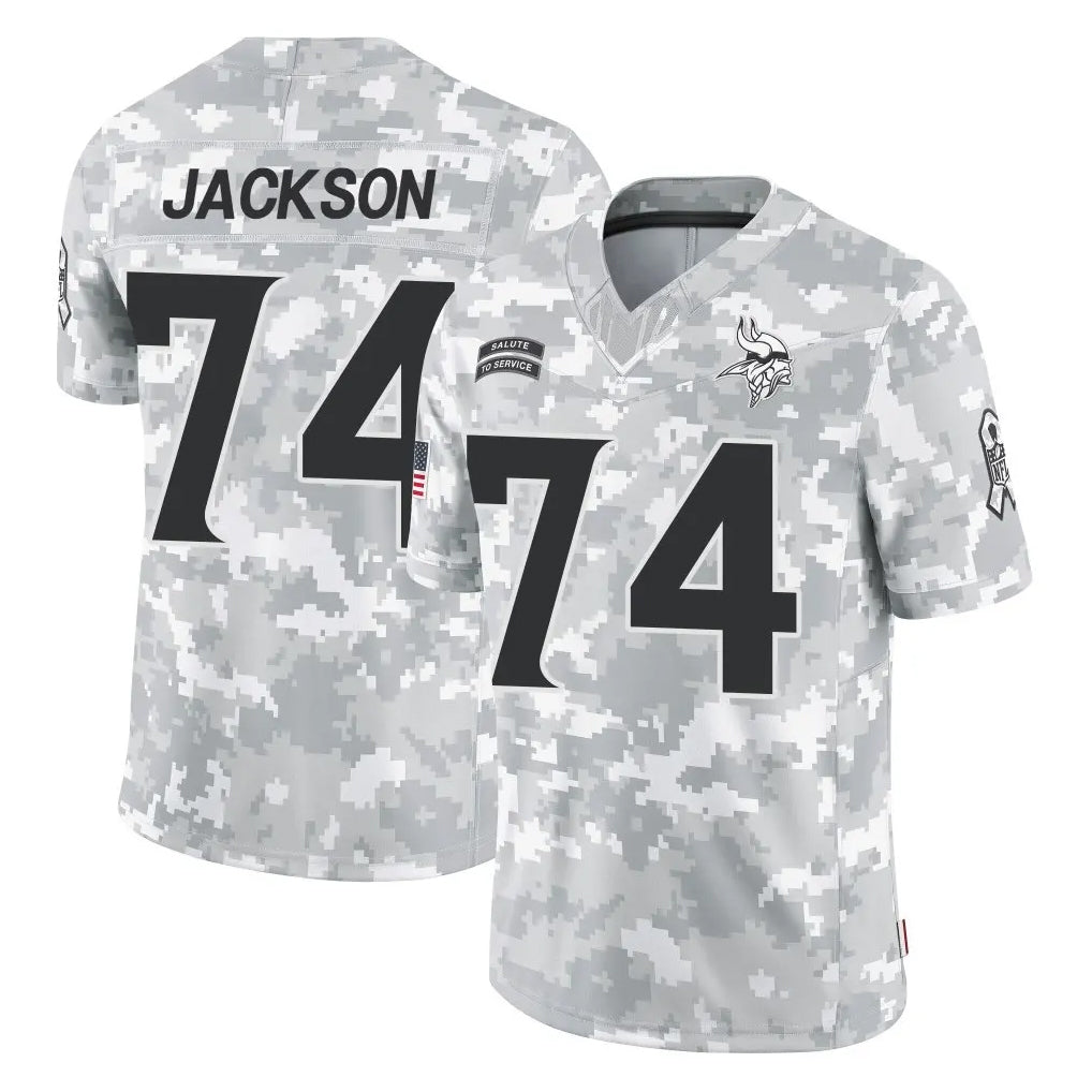 MN.Vikings #74 Donovan Jackson Player Arctic Camo Salute To Service Limited Game Ddoa Stitched Jerseys