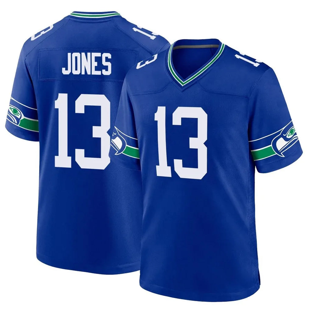 S.Seahawks #13 Ernest Jones IV Player Royal Throwback Home Game Ddoa Stitched Jerseys