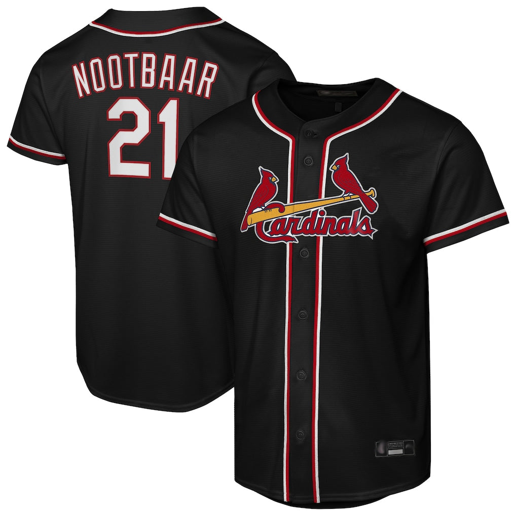 St. Louis Cardinals #21 Lars Nootbaar Player Black Carbon Fashio Game Ddoa Stitched Jerseys
