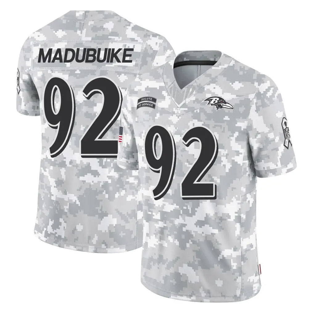 B.Ravens #92 Nnamdi Madubuike Player Arctic Camo Salute to Service Limited Ddoa Stitched Jerseys