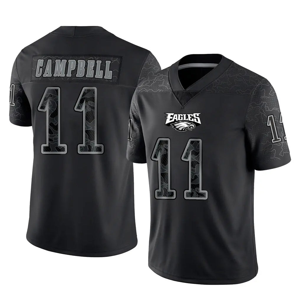 P.Eagles #11 Jihaad Campbell Player Black Reflective Limited Home Game Ddoa Stitched Jerseys