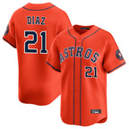 H.Astros #21 Yainer Diaz Player Orange Home Limited Ddoa Stitched Jerseys
