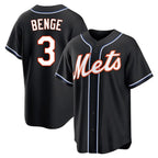 NY.Mets #3 Carson Benge Player Black Fashion Out Game Ddoa Stitched Jerseys