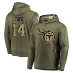 T.Titans #14 Carnell Tate Player Olive Salute to Service Pullover Hoodies Home Game Ddoa Stitched Jerseys