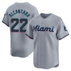 M.Marlins #22 Sandy Alcantara Player Gray  Home Limited Ddoa Stitched Jerseys