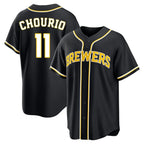 M.Brewers #11 Jackson Chourio Player Black Fashion Out Home Game Ddoa Stitched Jerseys