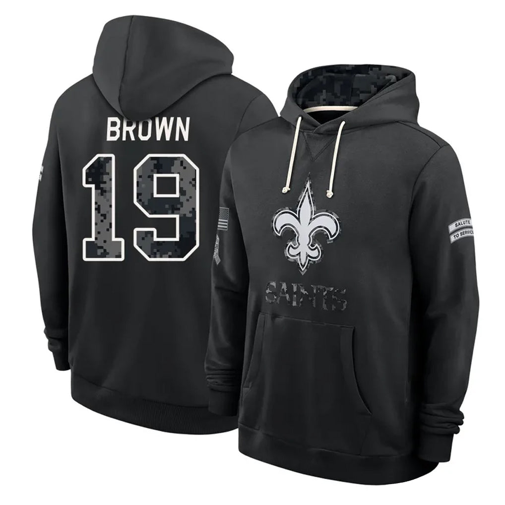 NO.Saints #19 Barion Brown Player 2026 Black Logo Pullover Hoodies Limited Game Ddoa Stitched Jerseys