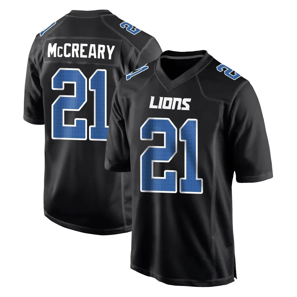 D.Lions #21 Roger McCreary Player Black Fashion Home Game Ddoa Stitched Jerseys