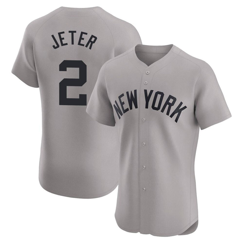 NY.Yankees #2 Derek Jeter Player Gray Limited Elite Home Ddoa Stitched Jerseys