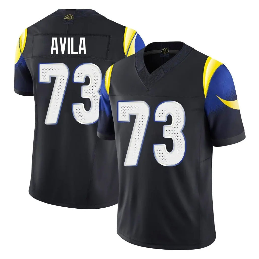 LA.Rams #73 Steve Avila Player Black Midnight Rivalries Collection Limited Home Game Ddoa Stitched Jerseys