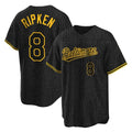 B.Orioles #8 Cal Ripken Player Black Snake Skin City Home Game Ddoa Stitched Jerseys