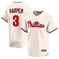 P.Phillies #3 Bryce Harper Player Cream Home Limited Ddoa Stitched Jerseys