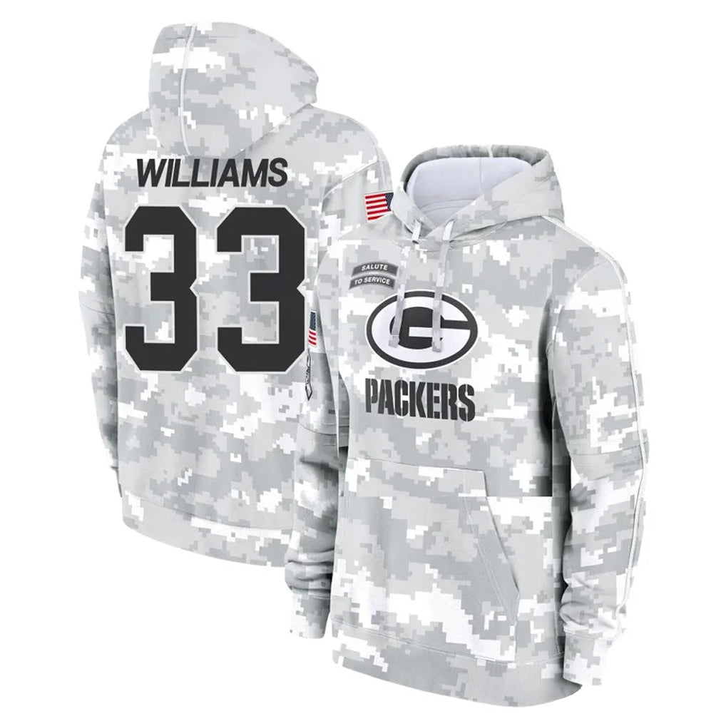 GB.Packers #33 Evan Williams Player Arctic Camo Salute to Service Hoodies Limited Game Ddoa Stitched Jerseys