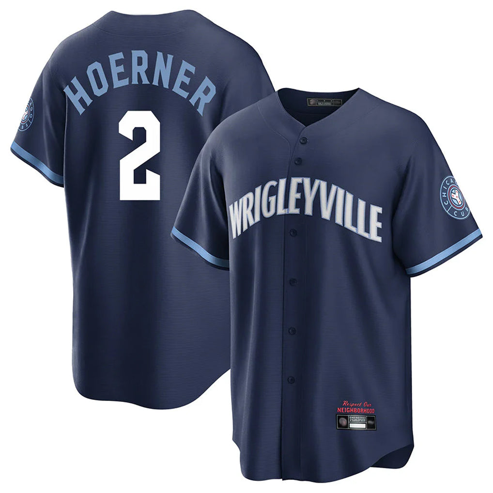 C.Cubs #2 Nico Hoerner Player Navy City Connect Home Game Ddoa Stitched Jerseys