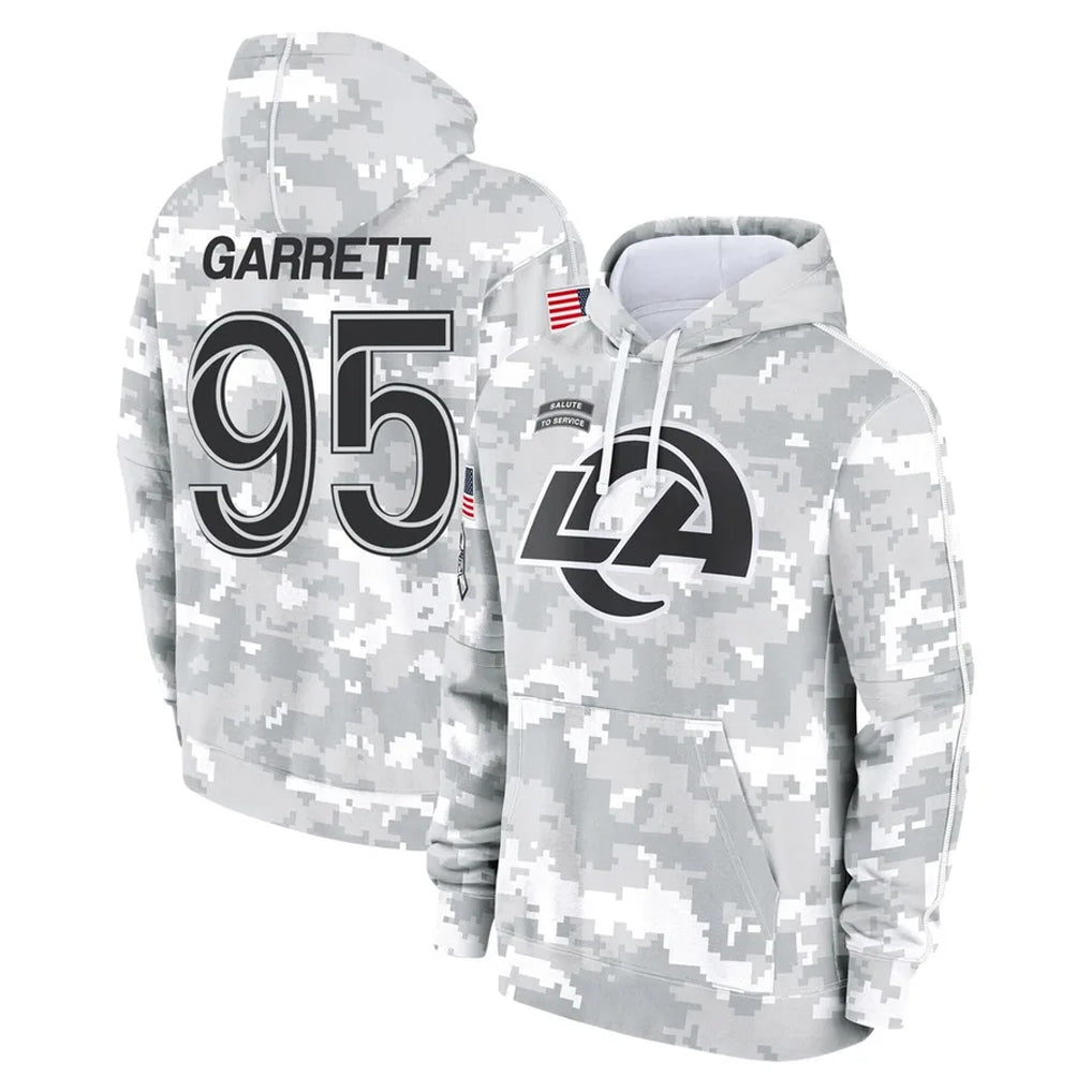 LA.Rams #95 Myles Garrett Player Arctic Camo Salute to Service Hoodies Limited Game Ddoa Stitched Jerseys