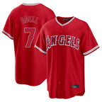 LA.Angels #7 Jo Adell Player Red Home Game Ddoa Stitched Jerseys
