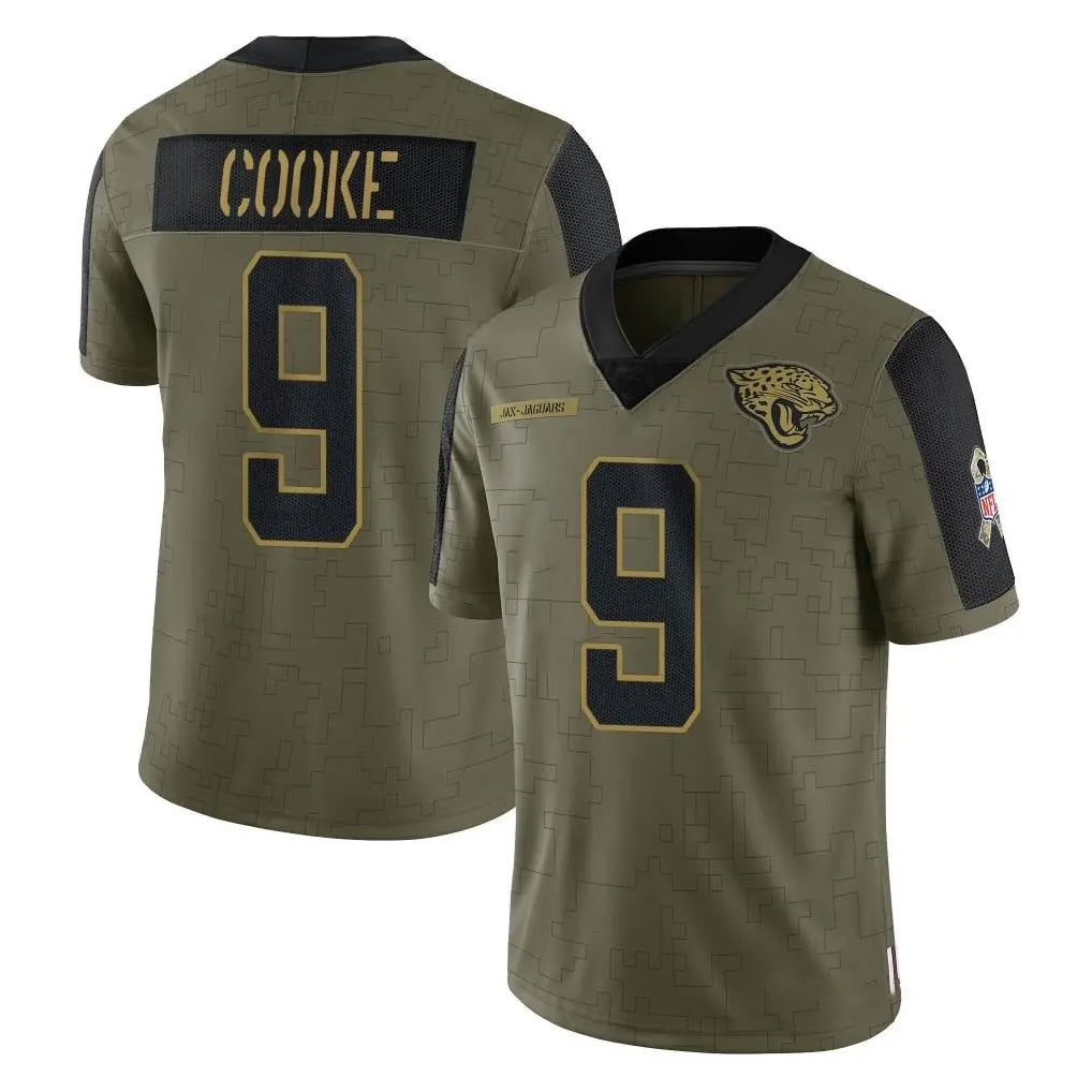 J.Jaguars #9 Logan Cooke Player Olive Salute To Service Limited Game Ddoa Stitched Jerseys