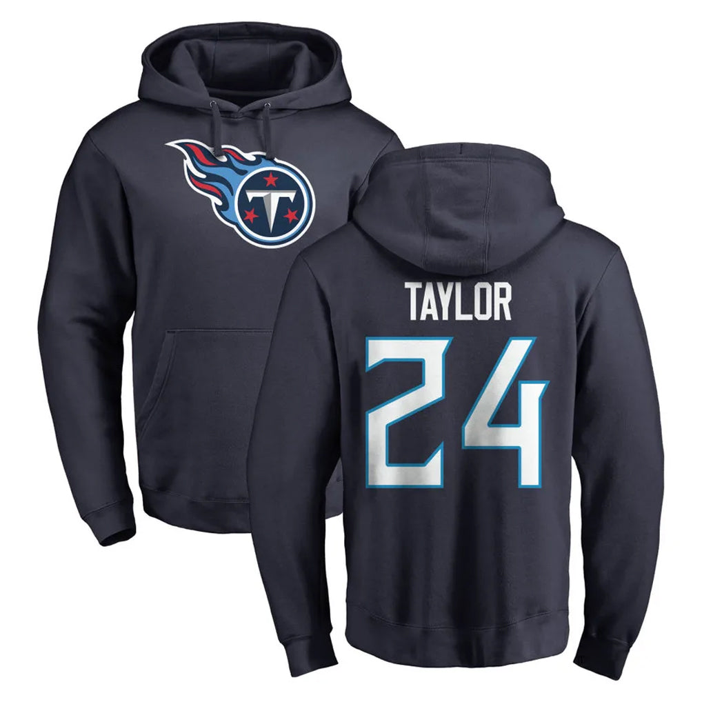 T.Titans #24 Alontae Taylor Player Navy Logo Pullover Hoodies Home Game Ddoa Stitched Jerseys