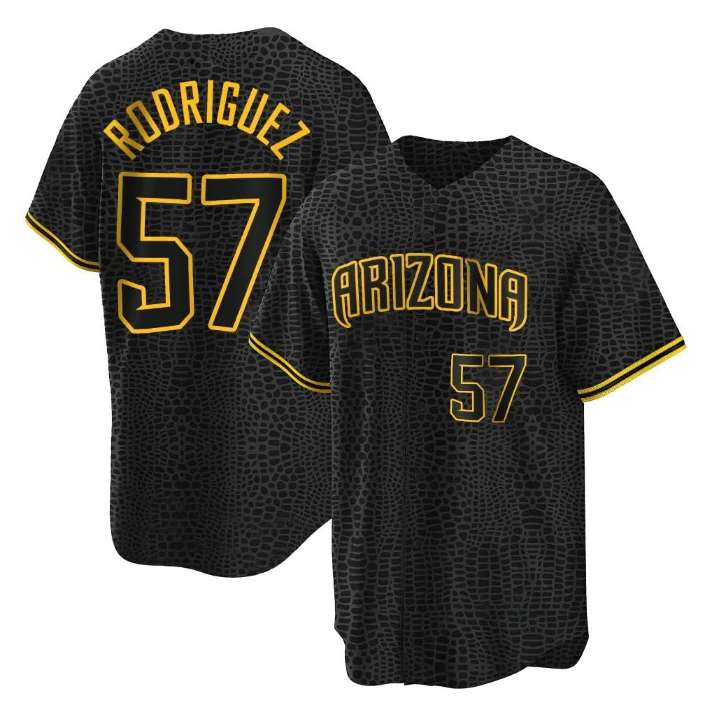 A.Diamondbacks #57 Eduardo Rodriguez Player Black Snake Skin City Home Game Ddoa Stitched Jerseys