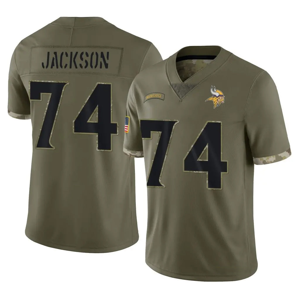 MN.Vikings #74 Donovan Jackson Player Olive Salute To Service Limited Ddoa Stitched Jerseys