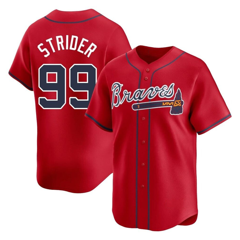 A.Braves #99 Spencer Strider Player Red Limited Home Game Ddoa Stitched Jerseys