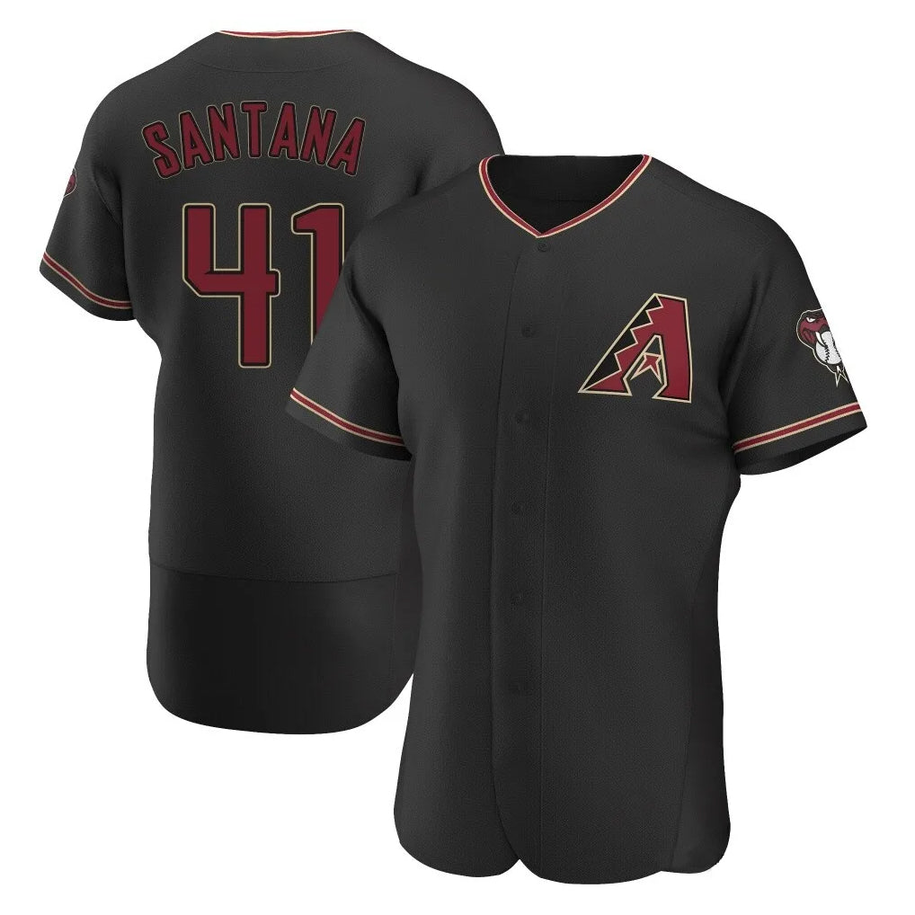 A.Diamondbacks #41 Carlos Santana Player Black Limited Elite Home Game Ddoa Stitched Jerseys