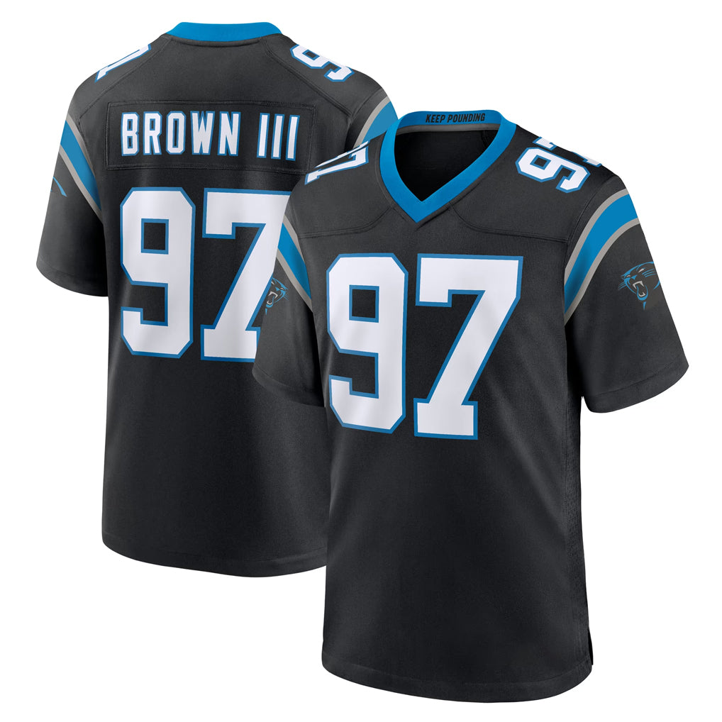 C.Panthers #97 Bobby Brown III Player Black Limited Home Game Ddoa Stitched Jerseys
