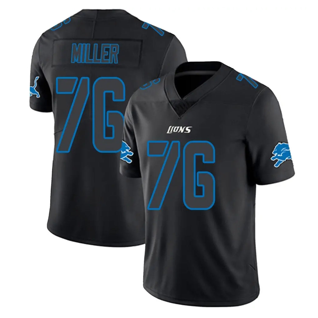 D.Lions #76 Blake Miller Player Black Impact Limited Home Game Ddoa Stitched Jerseys