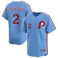 P.Phillies #2 Justin Crawford Player Light Blue Home Limited Ddoa Stitched Jerseys