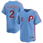 P.Phillies #2 Justin Crawford Player Light Blue Home Limited Ddoa Stitched Jerseys