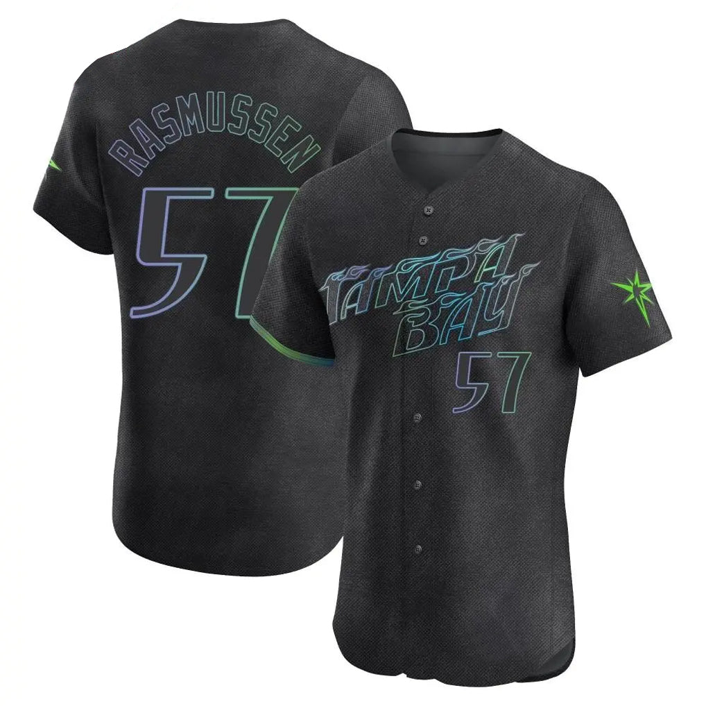 T.Bay Rays #57 Drew Rasmussen Player Black City Connect Home Limited Elite Ddoa Stitched Jerseys