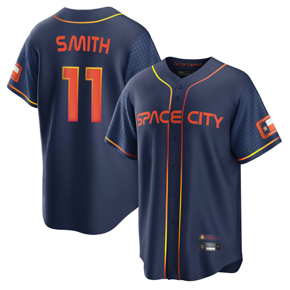 H.Astros #11 Cam Smith Player Navy City Connect Home Game Ddoa Stitched Jerseys