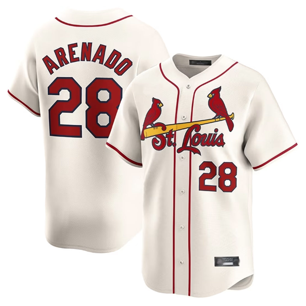 St. Louis Cardinals #28 Nolan Arenado Player Cream Home Limited Ddoa Stitched Jerseys