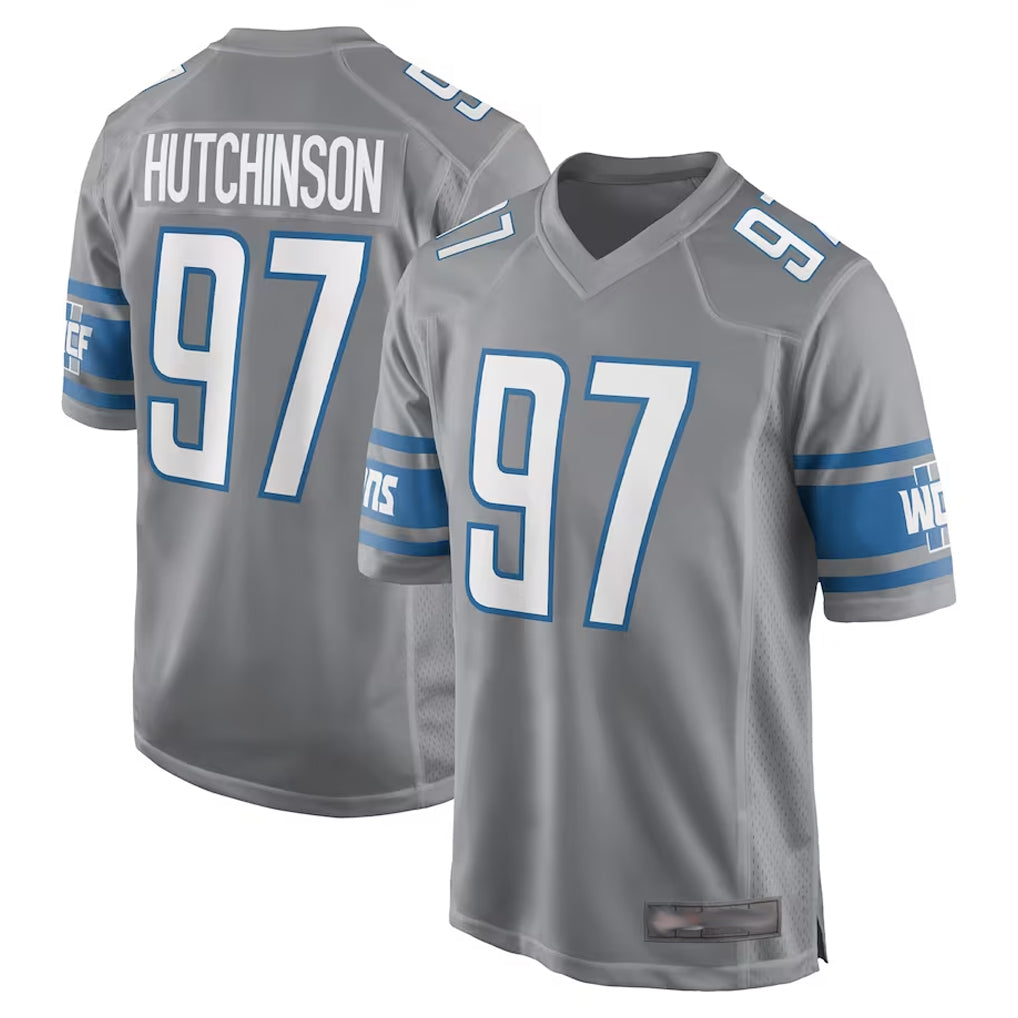 D.Lions #97 Aidan Hutchinson Player Gray Home Game Ddoa Stitched Jerseys