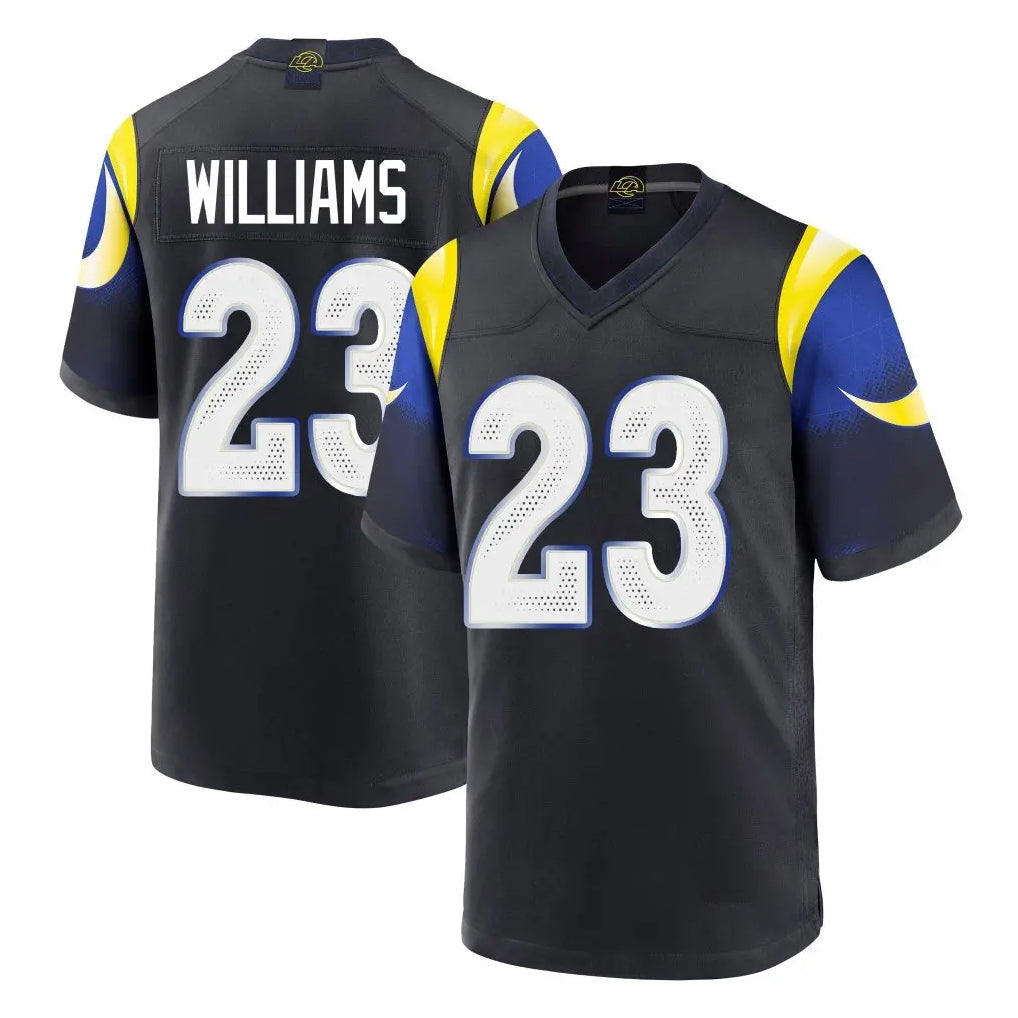 LA.Rams #23 Kyren Williams Player Black Midnight Rivalries Collection Home Game Ddoa Stitched Jerseys