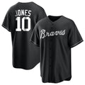 A.Braves #10 Chipper Jones Player Black Home Game Ddoa Stitched Jerseys