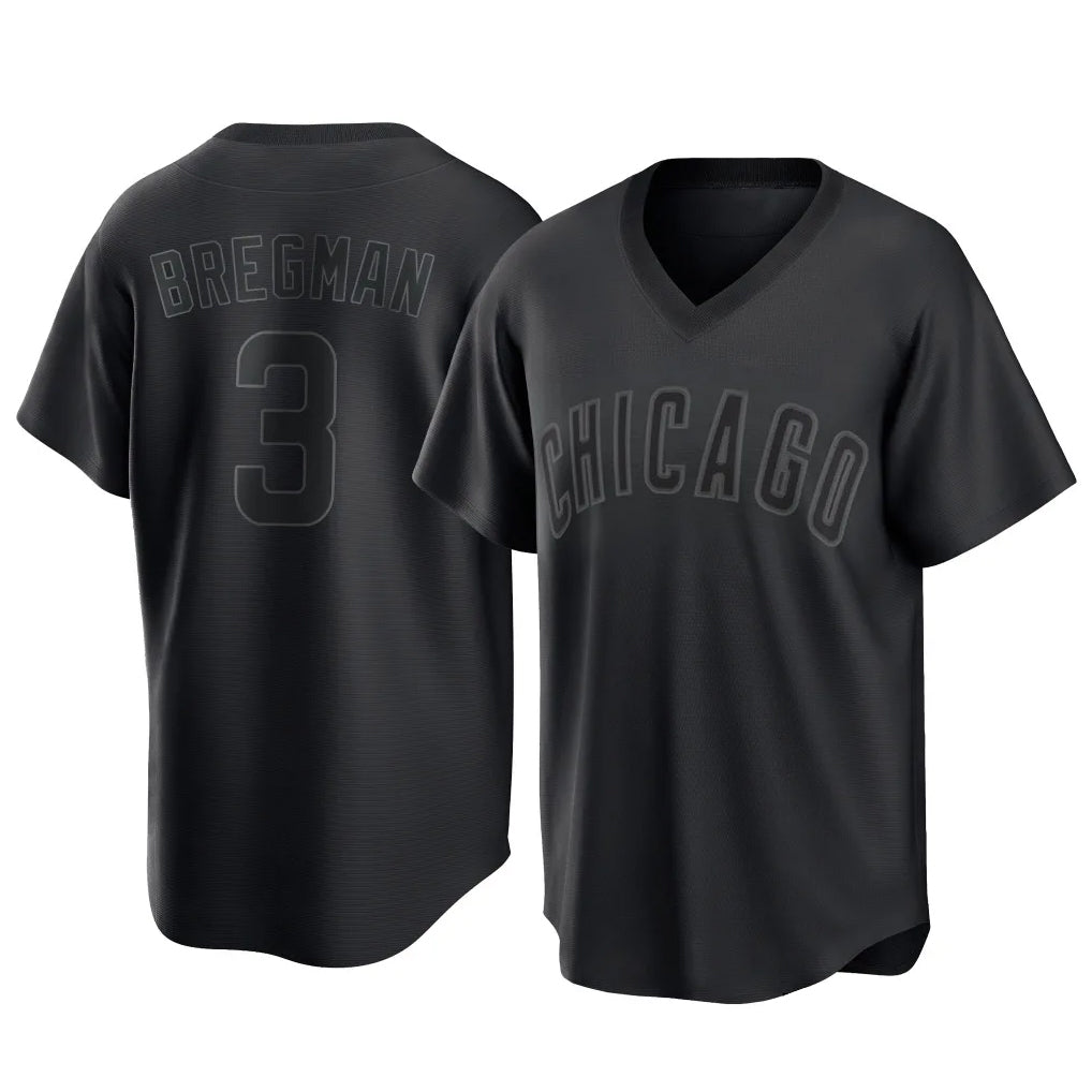 C.Cubs #3 Alex Bregman Player Black T-shirt Home Game Ddoa Stitched Jerseys