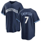 C.Cubs #7 Dansby Swanson Player Navy City Connect Home Game Ddoa Stitched Jerseys