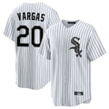 C.White Sox #20 Miguel Vargas Player White Stripe Home Game Ddoa Stitched Jerseys