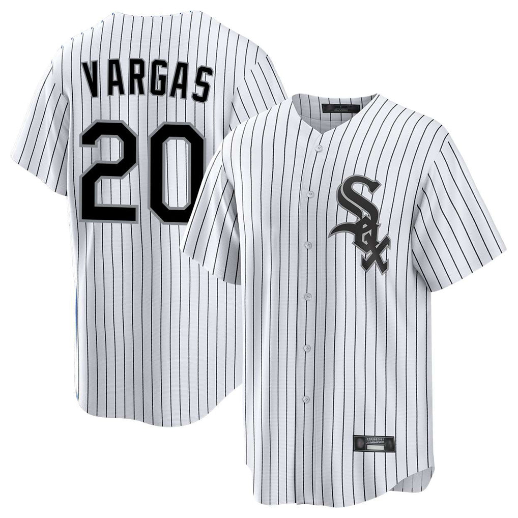 C.White Sox #20 Miguel Vargas Player White Stripe Home Game Ddoa Stitched Jerseys