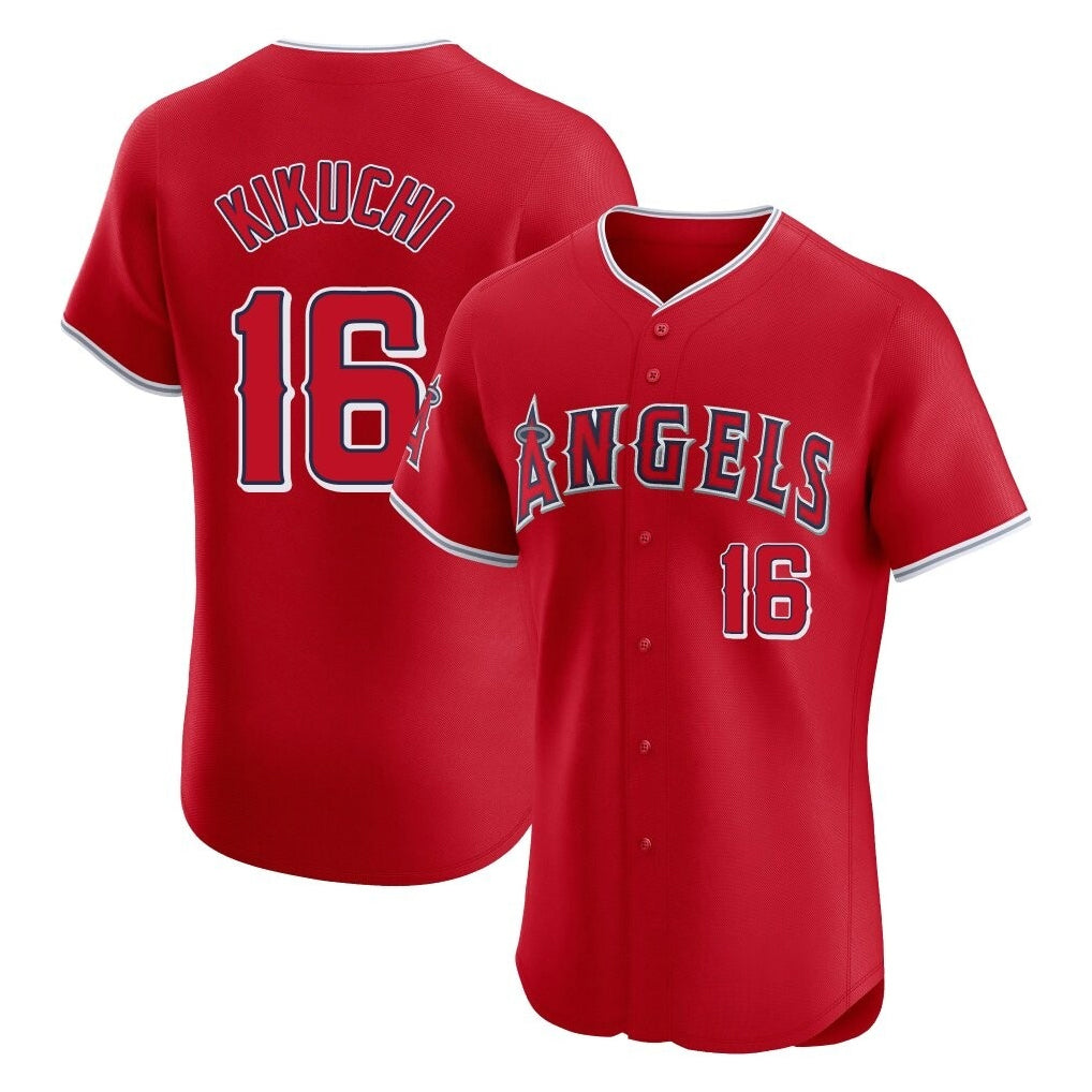 LA.Angels #16 Yusei Kikuchi Player Red Home Limited Elite Ddoa Stitched Jerseys
