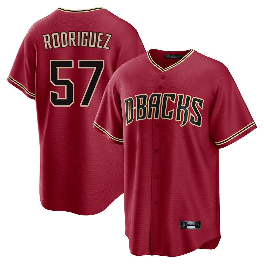 A.Diamondbacks #57 Eduardo Rodriguez Player Red Home Game Ddoa Stitched Jerseys