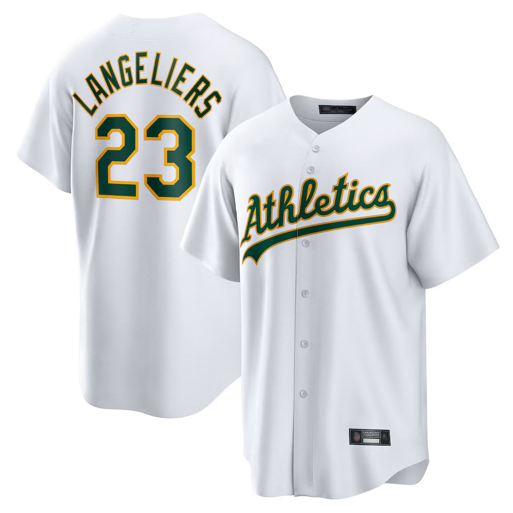 Athletics #23 Shea Langeliers Player White Home Game Ddoa Stitched Jerseys