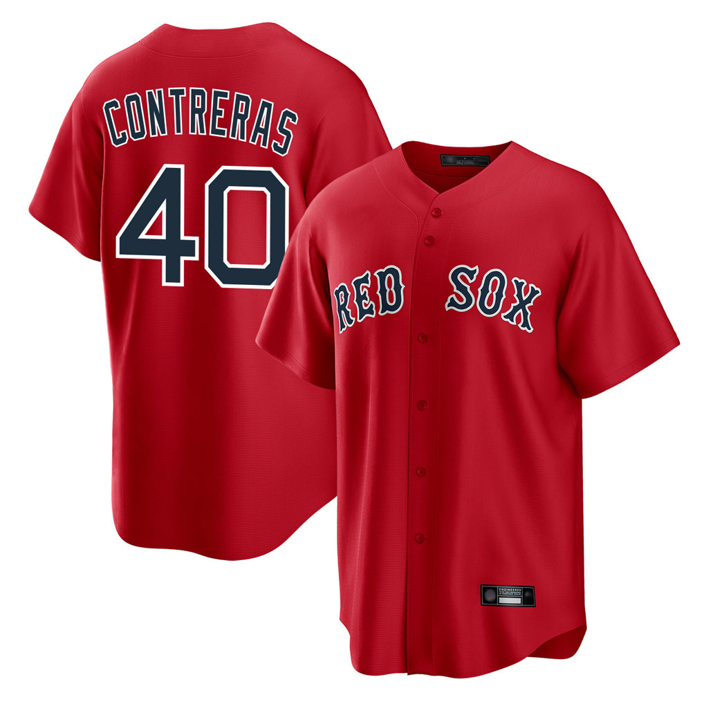 B.Red Sox #40 Willson Contreras Player Red Home Game Ddoa Stitched Jerseys