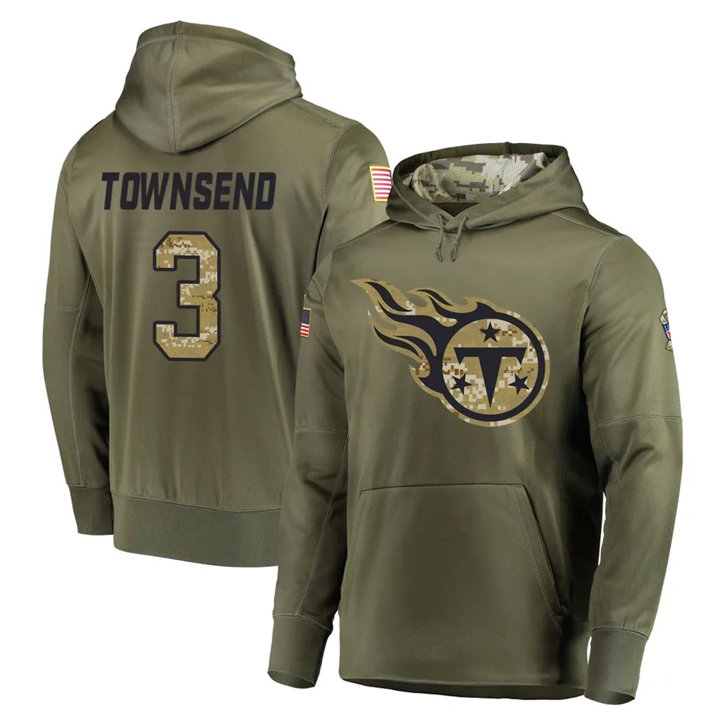 T.Titans #3 Tommy Townsend Player Olive Salute to Service Pullover Hoodies Home Game Ddoa Stitched Jerseys