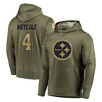 P.Steelers #4 DK Metcalf Player Olive Salute to Service Pullover Hoodie Home Game Ddoa Stitched Jerseys