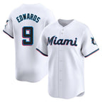 M.Marlins #9 Xavier Edwards Player White  Home Limited Ddoa Stitched Jerseys